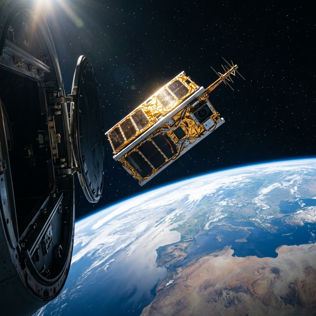 Nano satellite deployed in Earth orbit